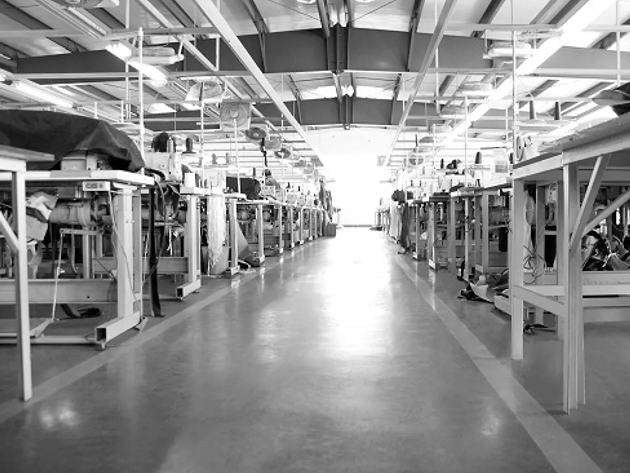 Sewing line with rows of workstations at ZOY Home Furnishing